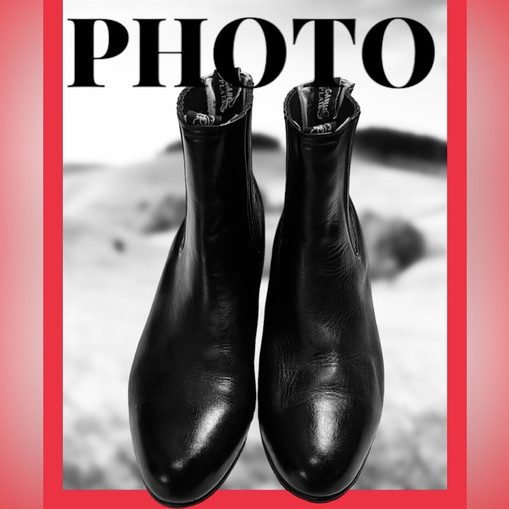 Men's Charro Cowboy Ankle Boots Deer Leather El Canelo Botin Charro Color Black